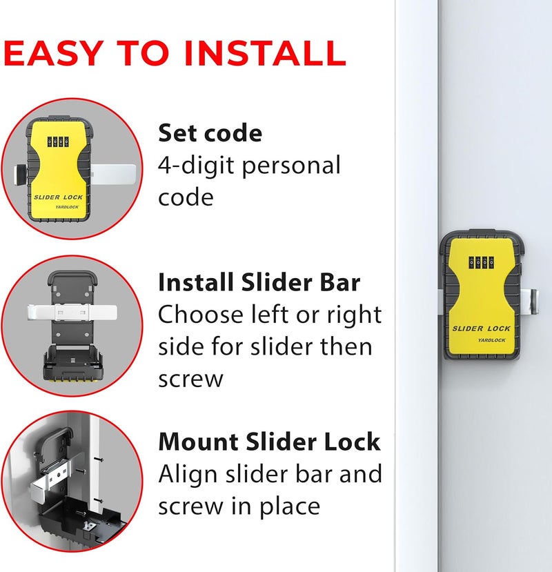 Yardlock Keyless Garage Door Slider Lock – Secure Garage Door Deadlock – Residential or Commercial​ (1 Pack) - Image 4